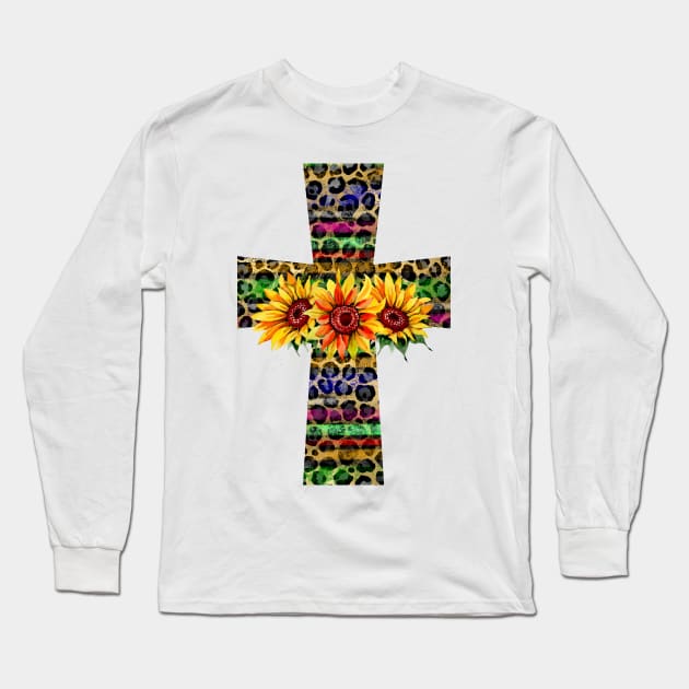 Serape Leopard Cross Png Long Sleeve T-Shirt by Satic